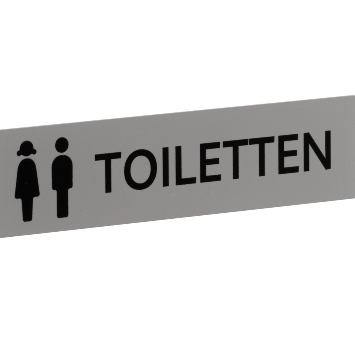 WC Schild Toiletten aus Aluminium, Silber, 40 x 160 mm (H x B), Klebemontage