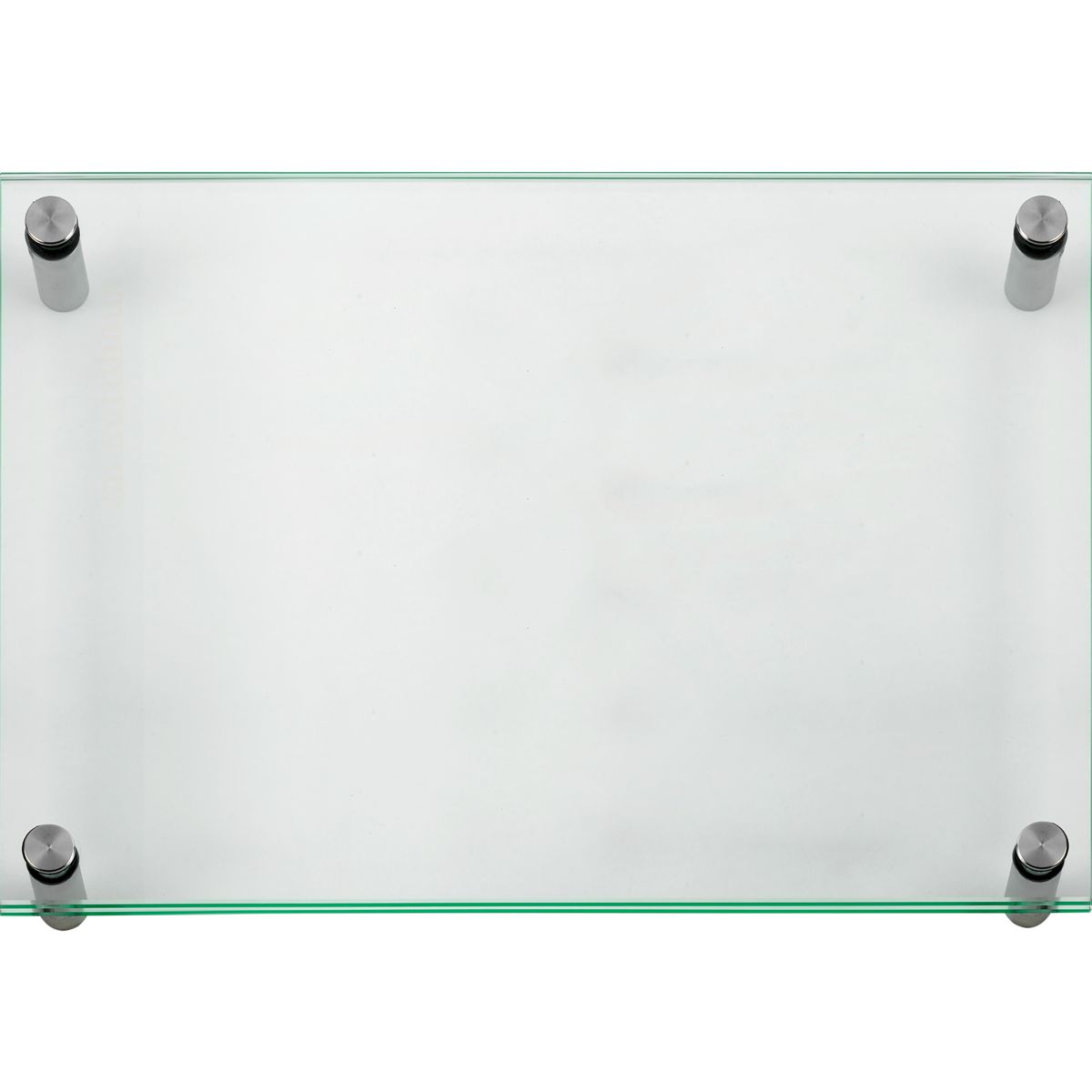 Wandschild, Modell Galerie, 2 Scheiben ESG, DIN A4 (210 x 297 mm), 4 Abstandhalter (15 mm Wandabstand, mit Bolzen)