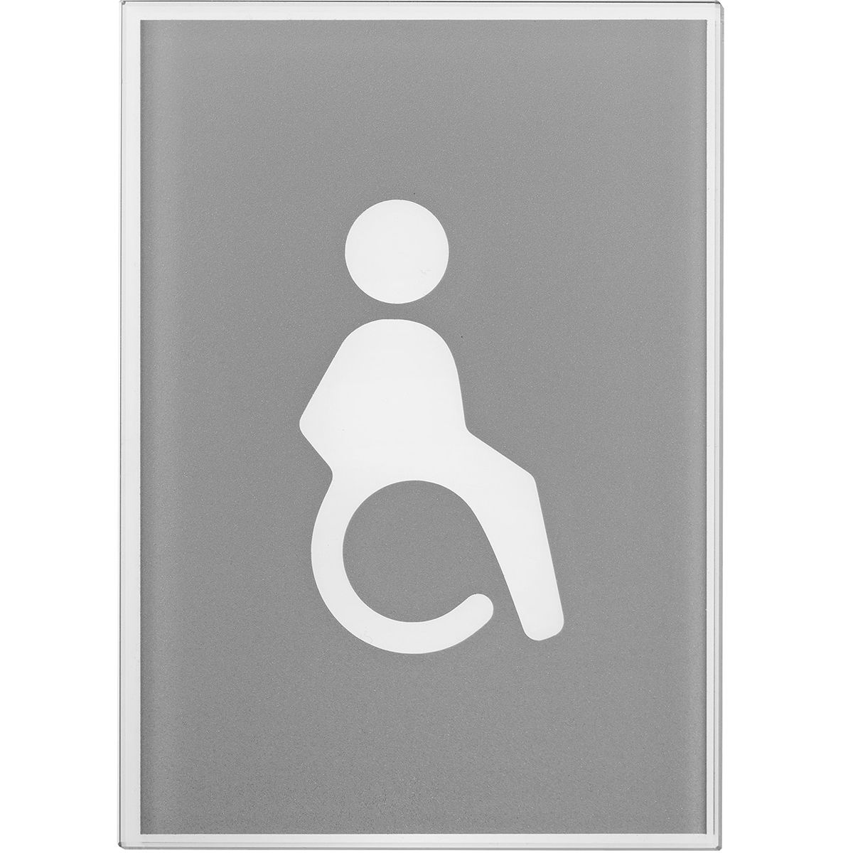 WC Schild Barrierefrei aus Glas mit hellgrauem Motiv, 148 x 105 mm (H x B), Klebemontage