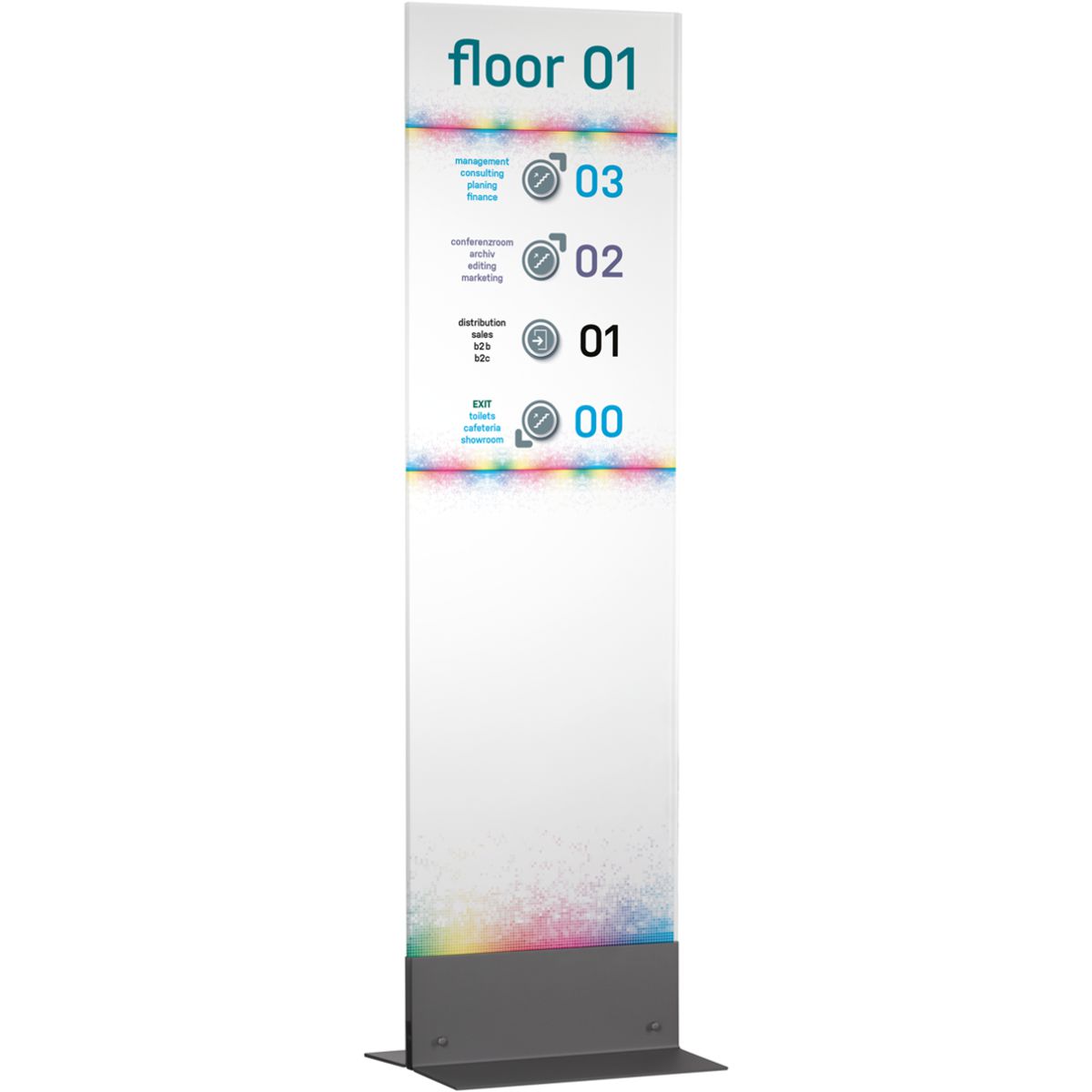 Innenaufsteller (Infostele), Modell Torino, 1.800 x 500 mm (H x B), Acryl klar