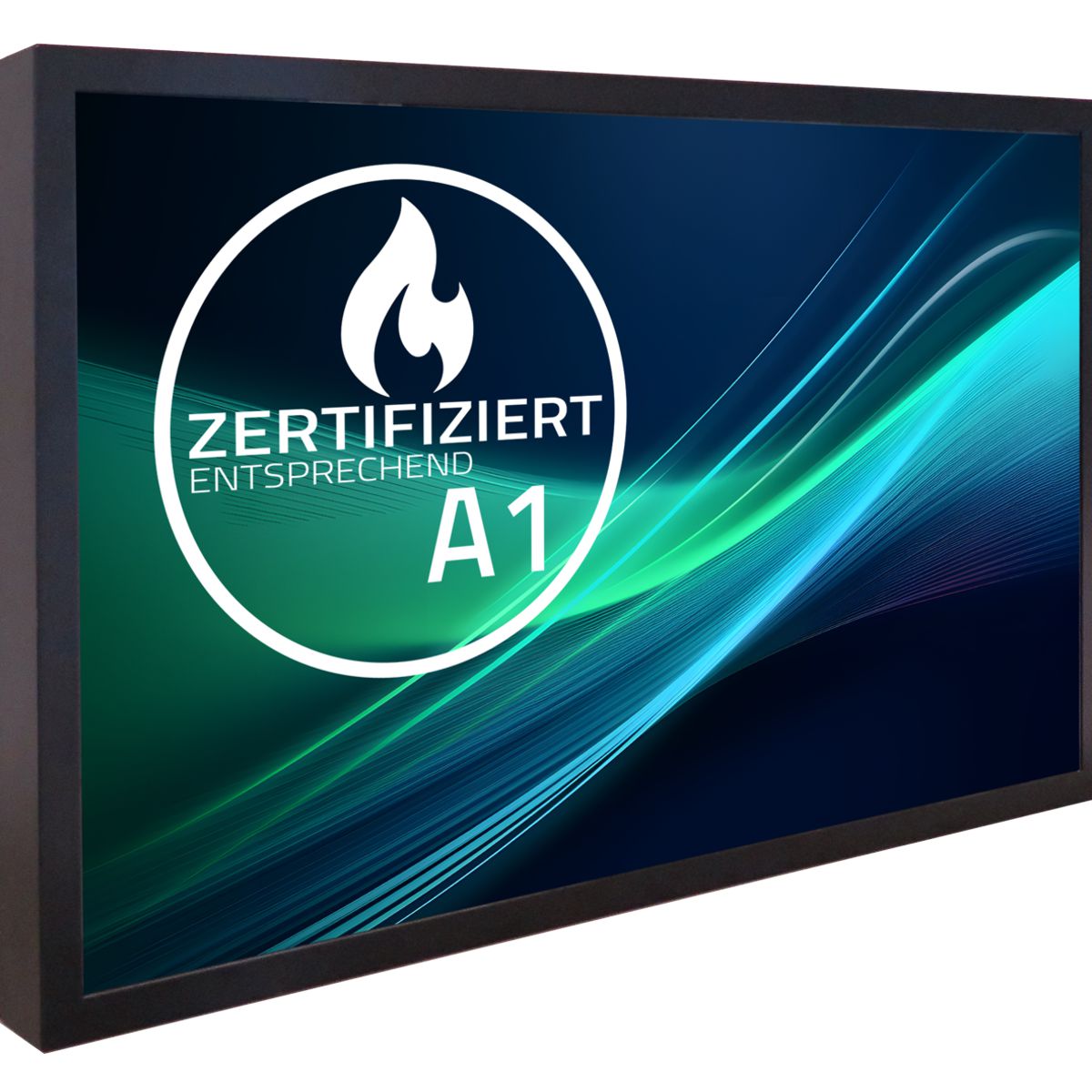 Digitales Wandschild, Modell Go2, 32 Zoll, Brandschutzklasse A1