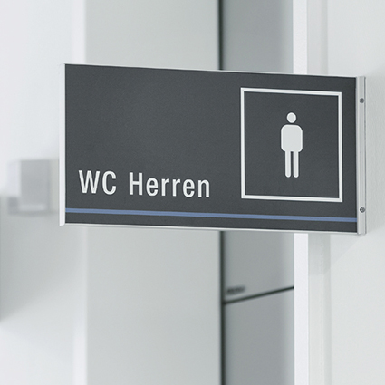 Fahnenschild (Nasenschild) aus Aluminium als WC Schild