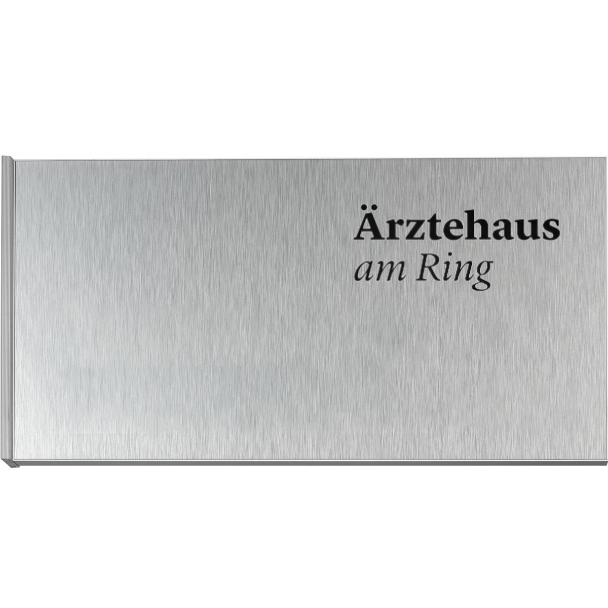 Fahnenschild (Nasenschild), Modell Rio, 150 x 450 mm (H x B), Beschriftung direkt