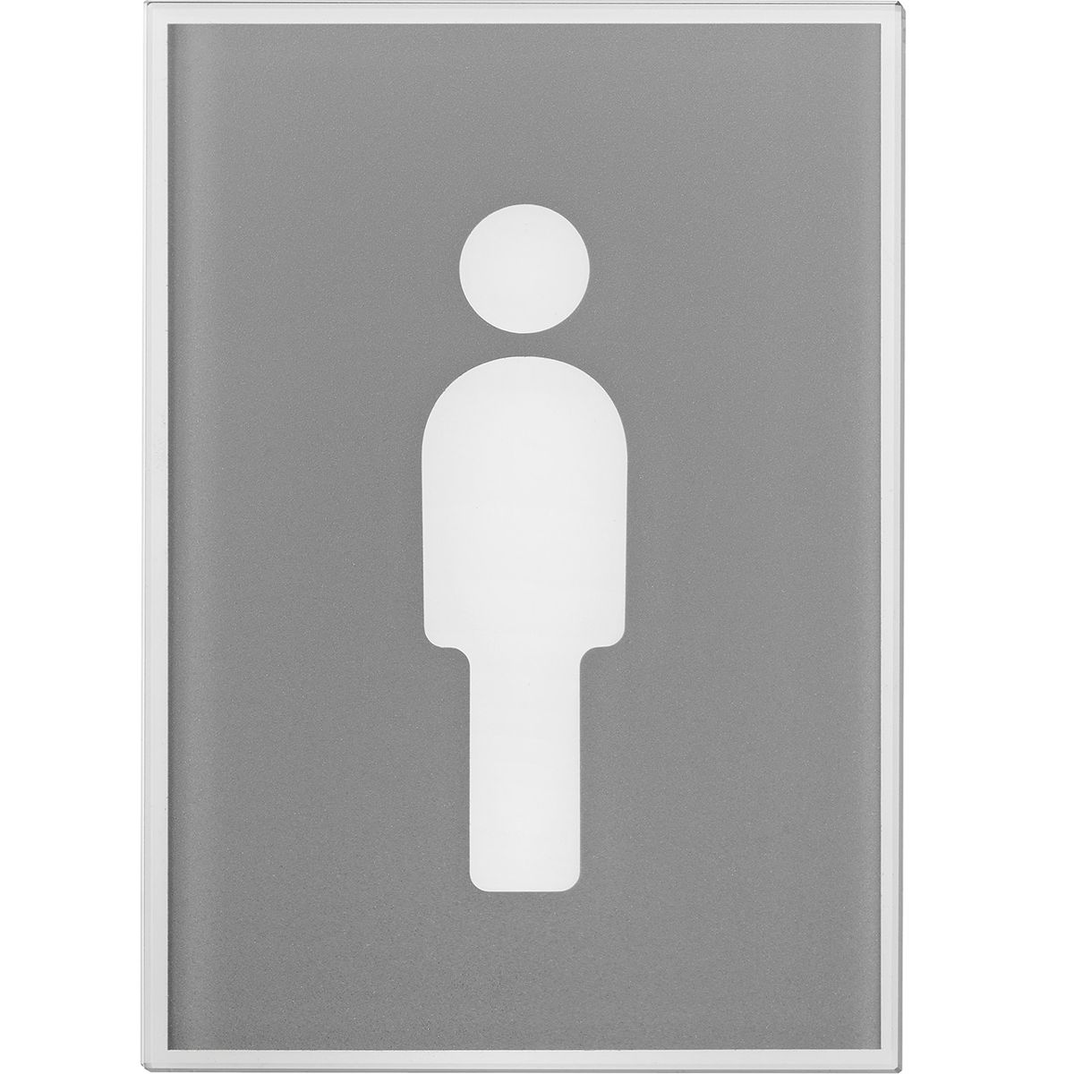 WC Schild Herren aus Glas mit hellgrauem Motiv, 148 x 105 mm (H x B), Klebemontage