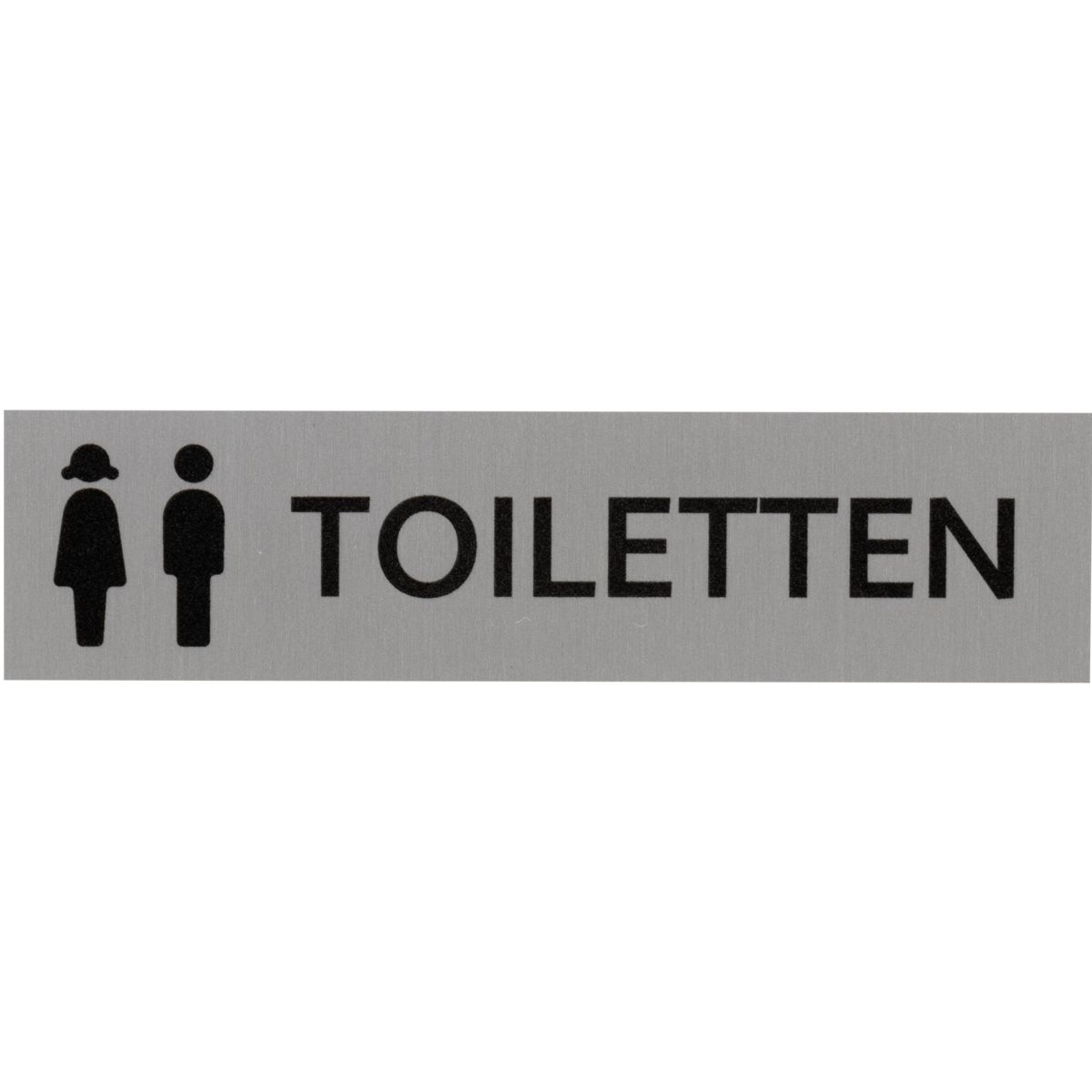 WC Schild Toiletten aus Aluminium, Silber, 40 x 160 mm (H x B), Klebemontage