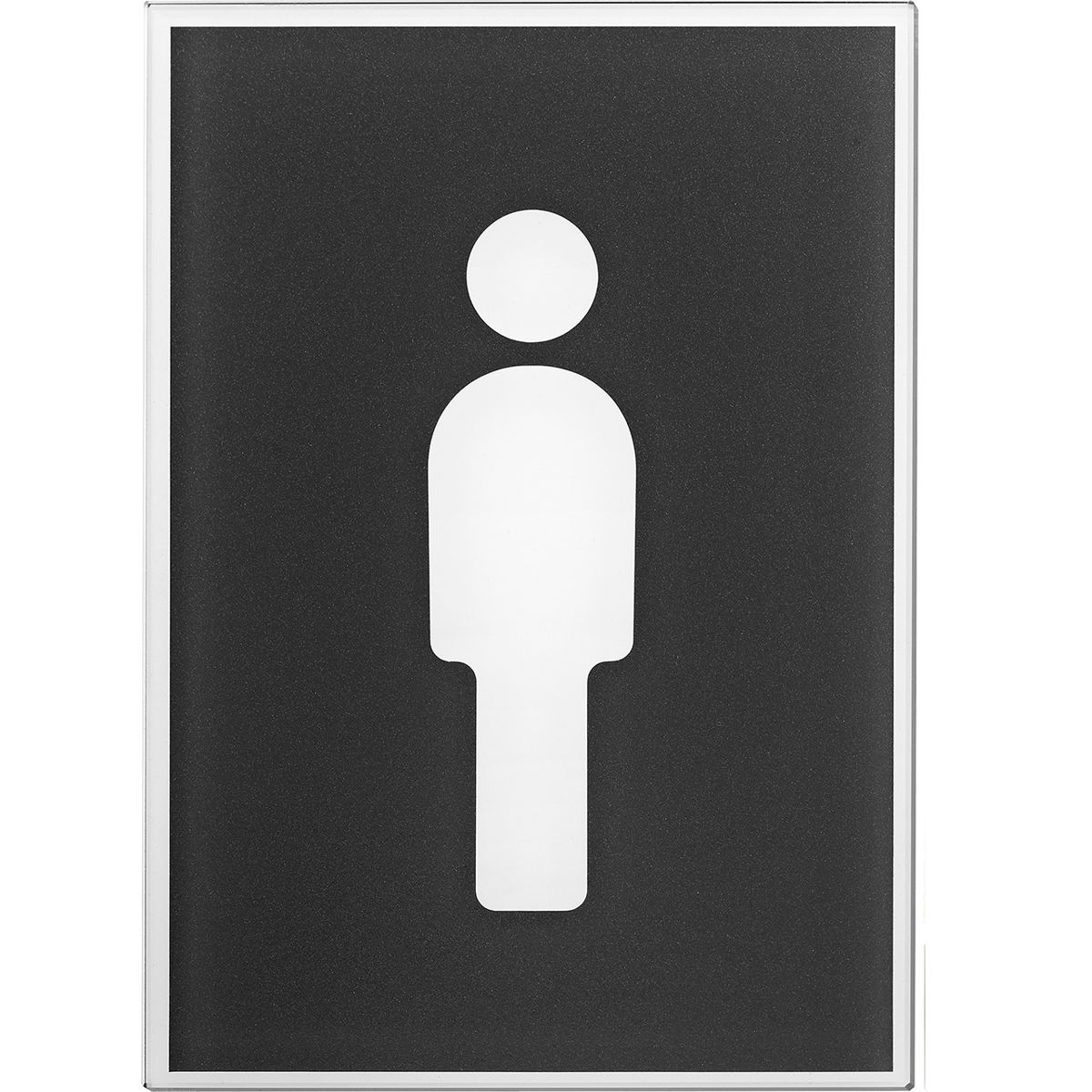 WC Schild Herren aus Glas mit dunkelgrauem Motiv, 148 x 105 mm (H x B), Klebemontage