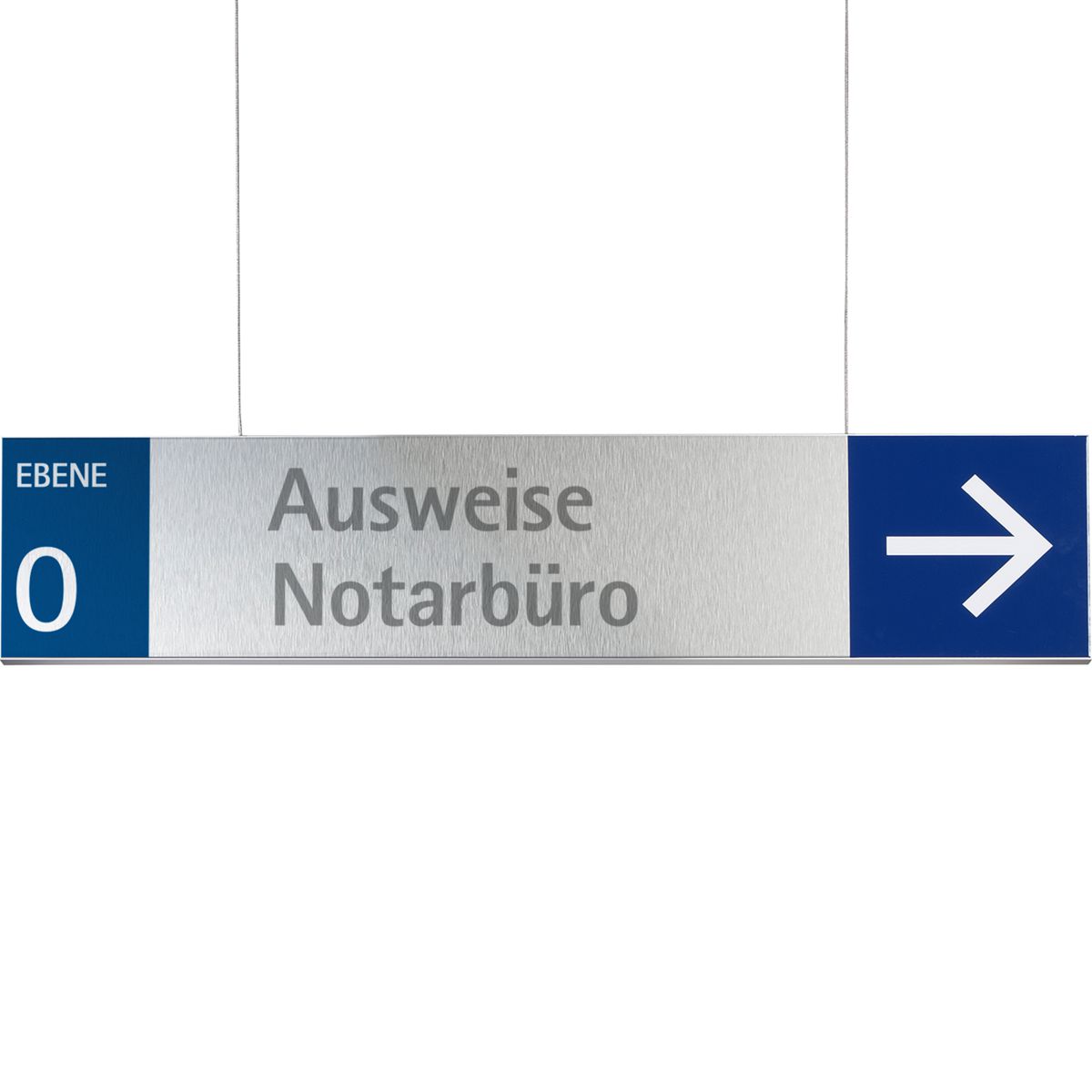 Deckenhänger (Hängeschild), Modell Rio, 150 x 650 mm (H x B), Beschriftung direkt