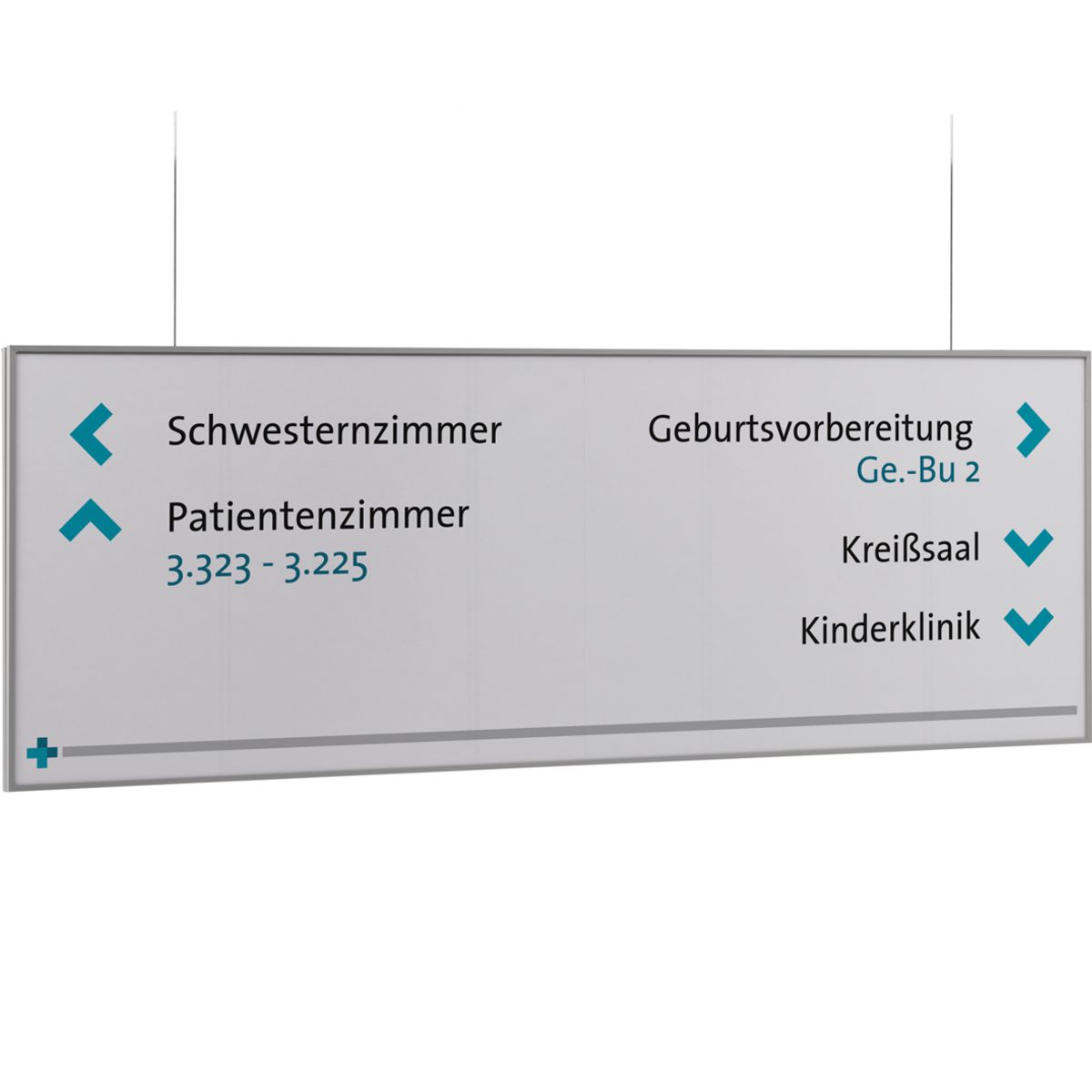 Deckenhänger (Hängeschild), Modell Madrid, 212 x 596 mm (H x B), Silber, für Einleger, 