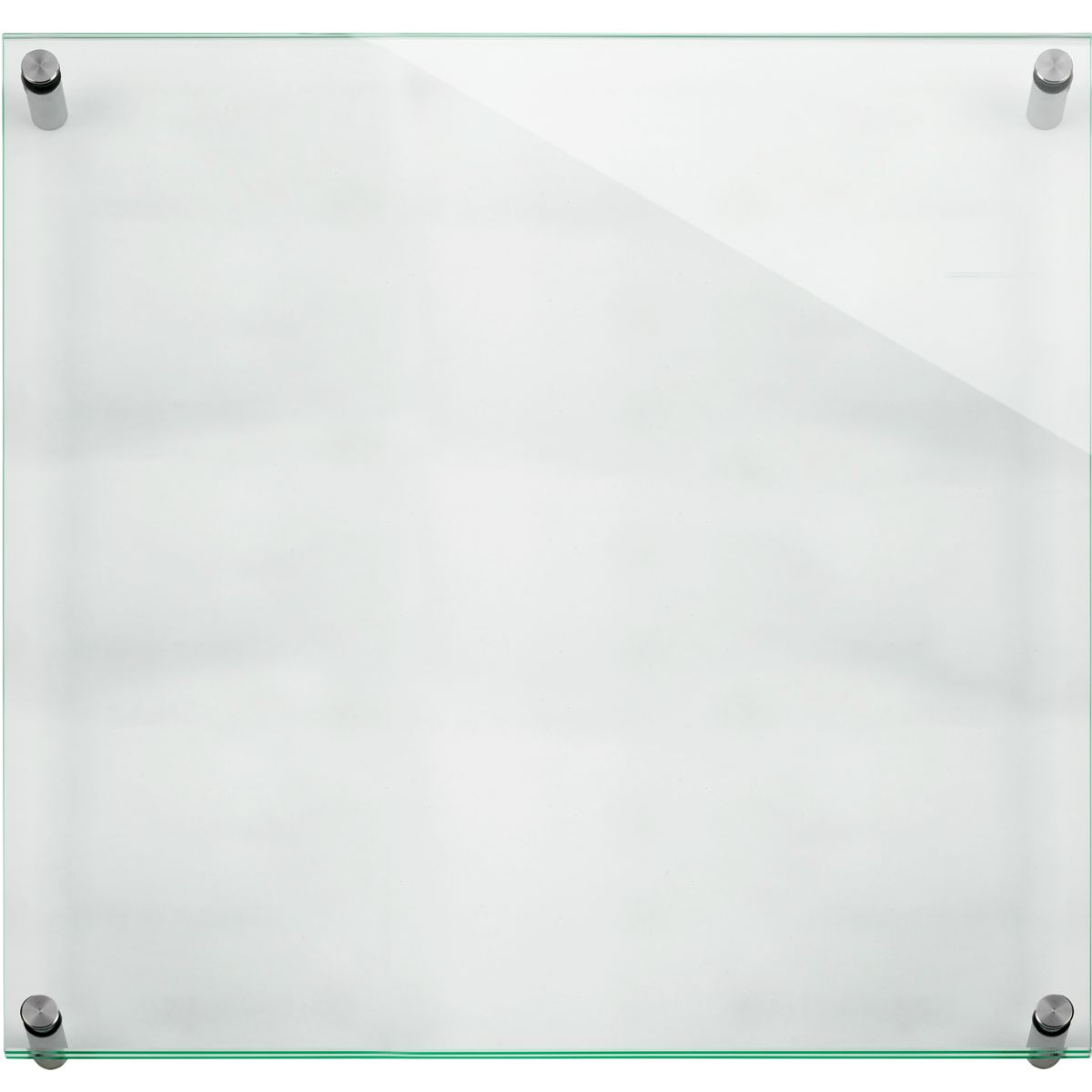 Wandschild, Modell Galerie, 1 Scheibe ESG, 400 x 400 mm, 4 Abstandhalter (25 mm Wandabstand, mit Bolzen)