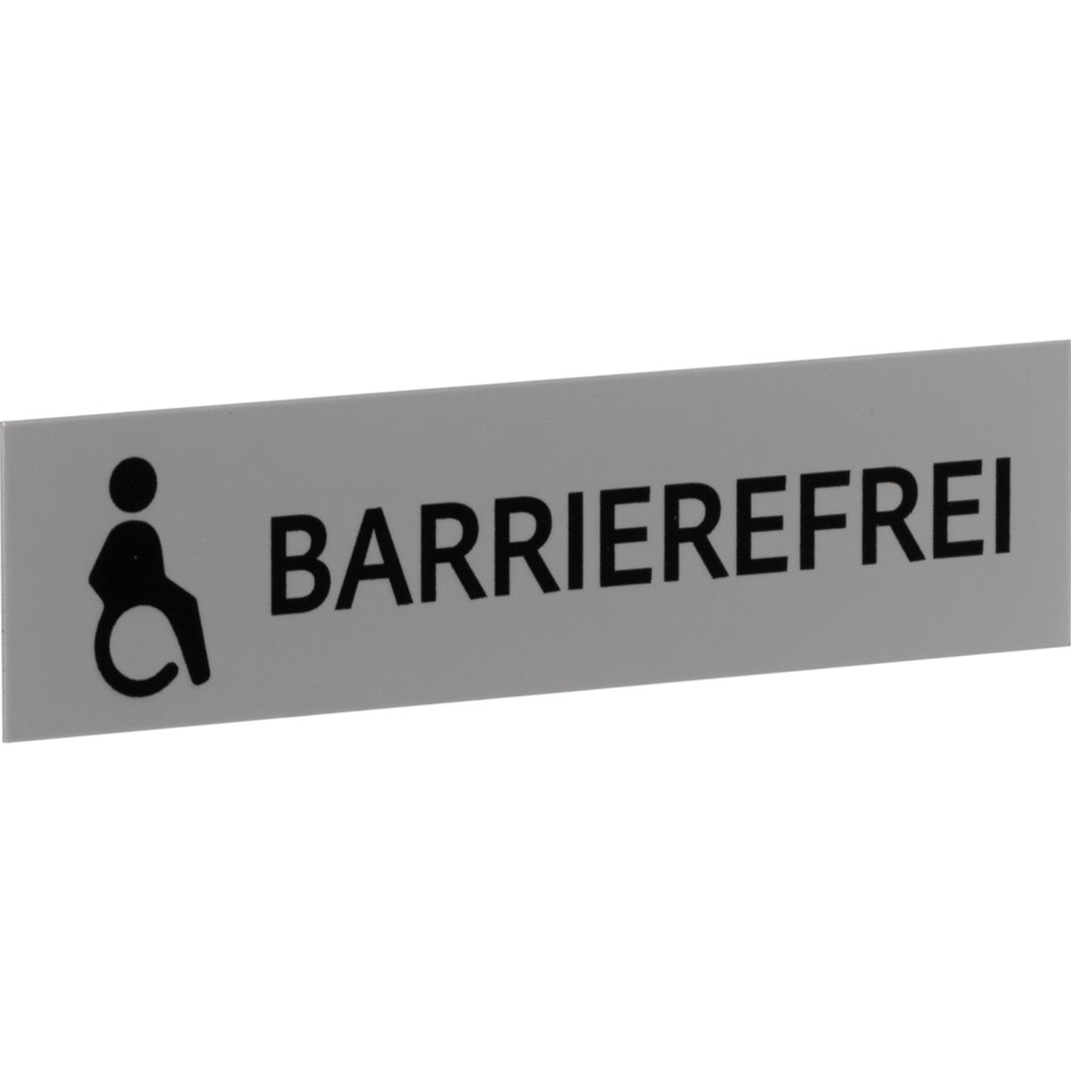 WC Schild Barrierefrei aus Aluminium, Silber, 40 x 160 mm (H x B), Klebemontage