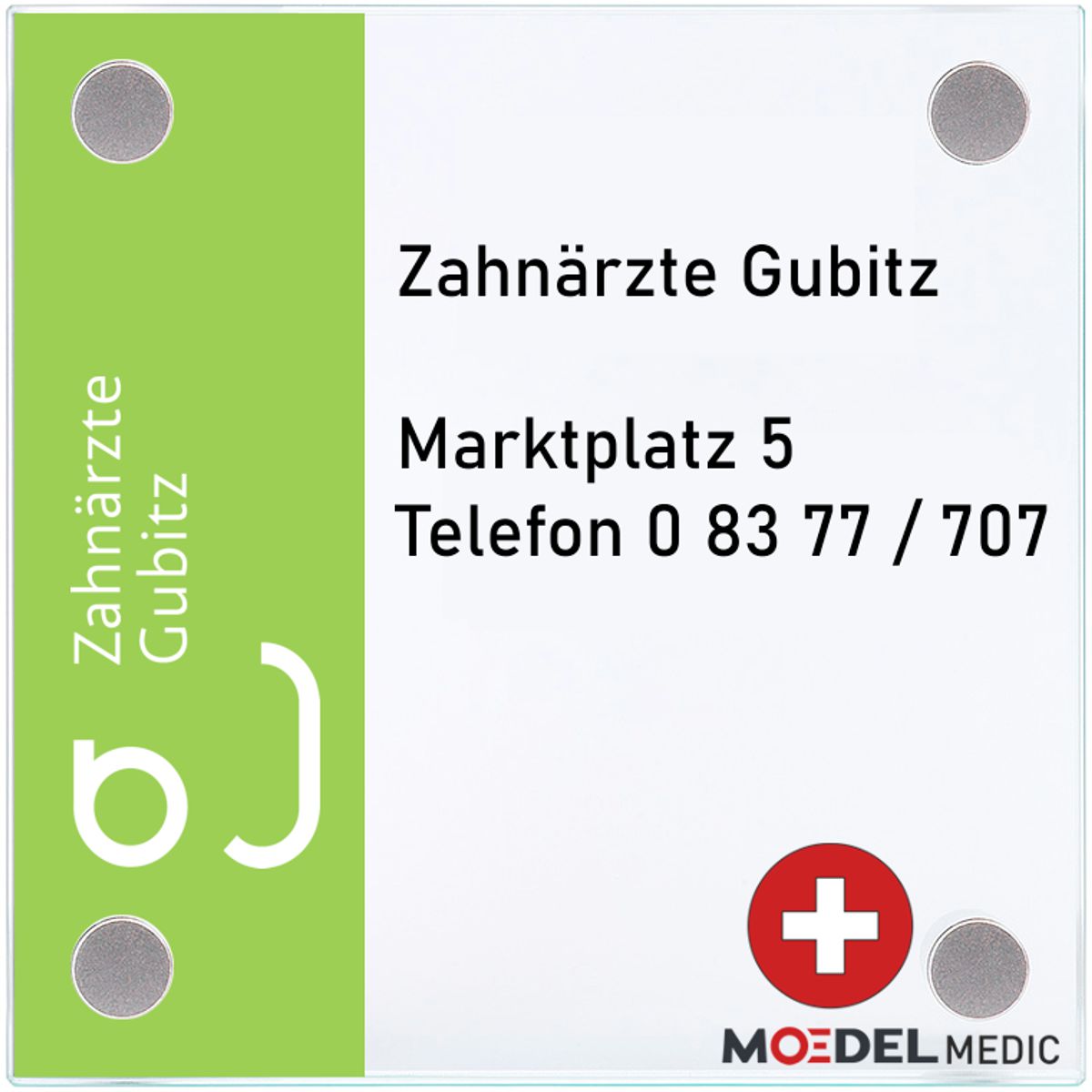 Moedel Medic Türschild, ESG, 150 x 150 mm, für Außen